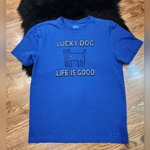 Life is Good Rocket Blue Lucky Dog Classic Fit T-shirt Size M